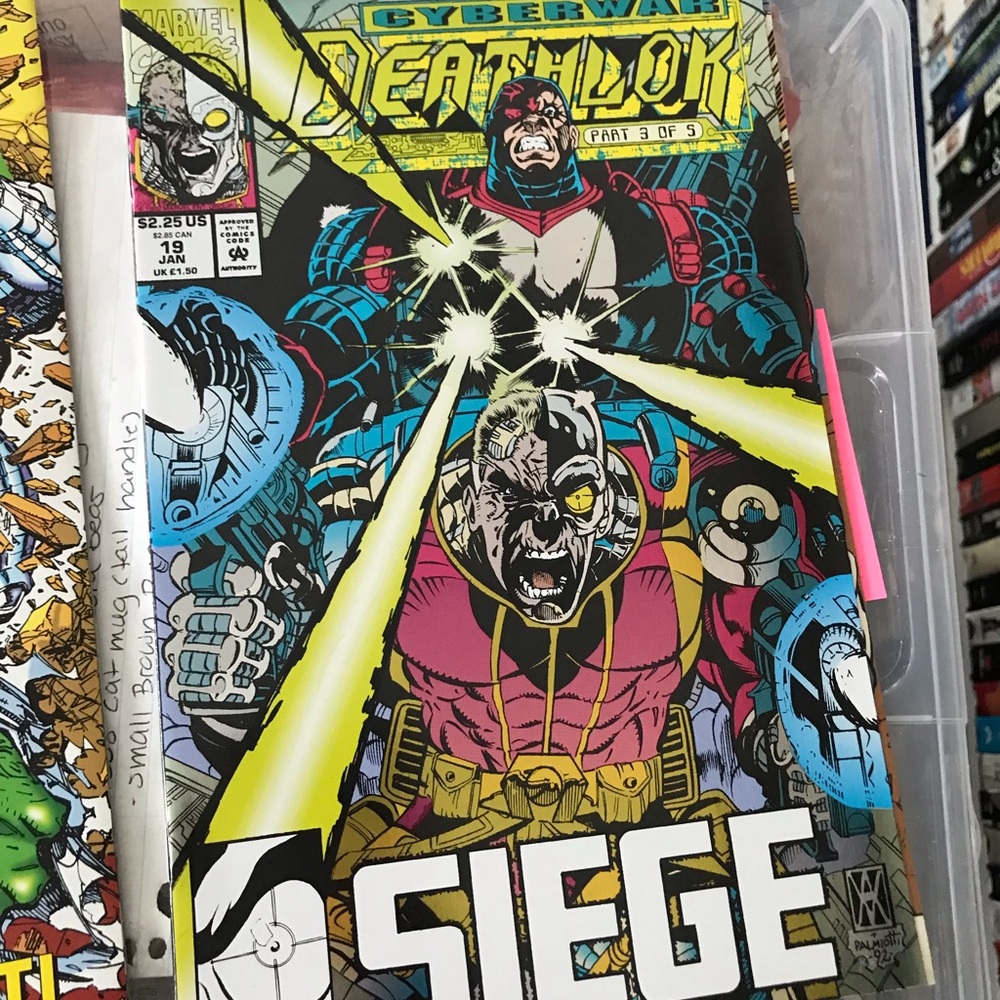 Marvel 'SIEGE' Deathlok Comic Book #19 - Bold Yellow & Pink Cover